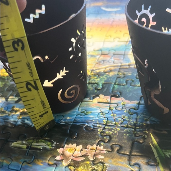 PartyLite Purple Maroon Metal Desert Kokopelli lizard Gecko Candle Holders set - Picture 4 of 7